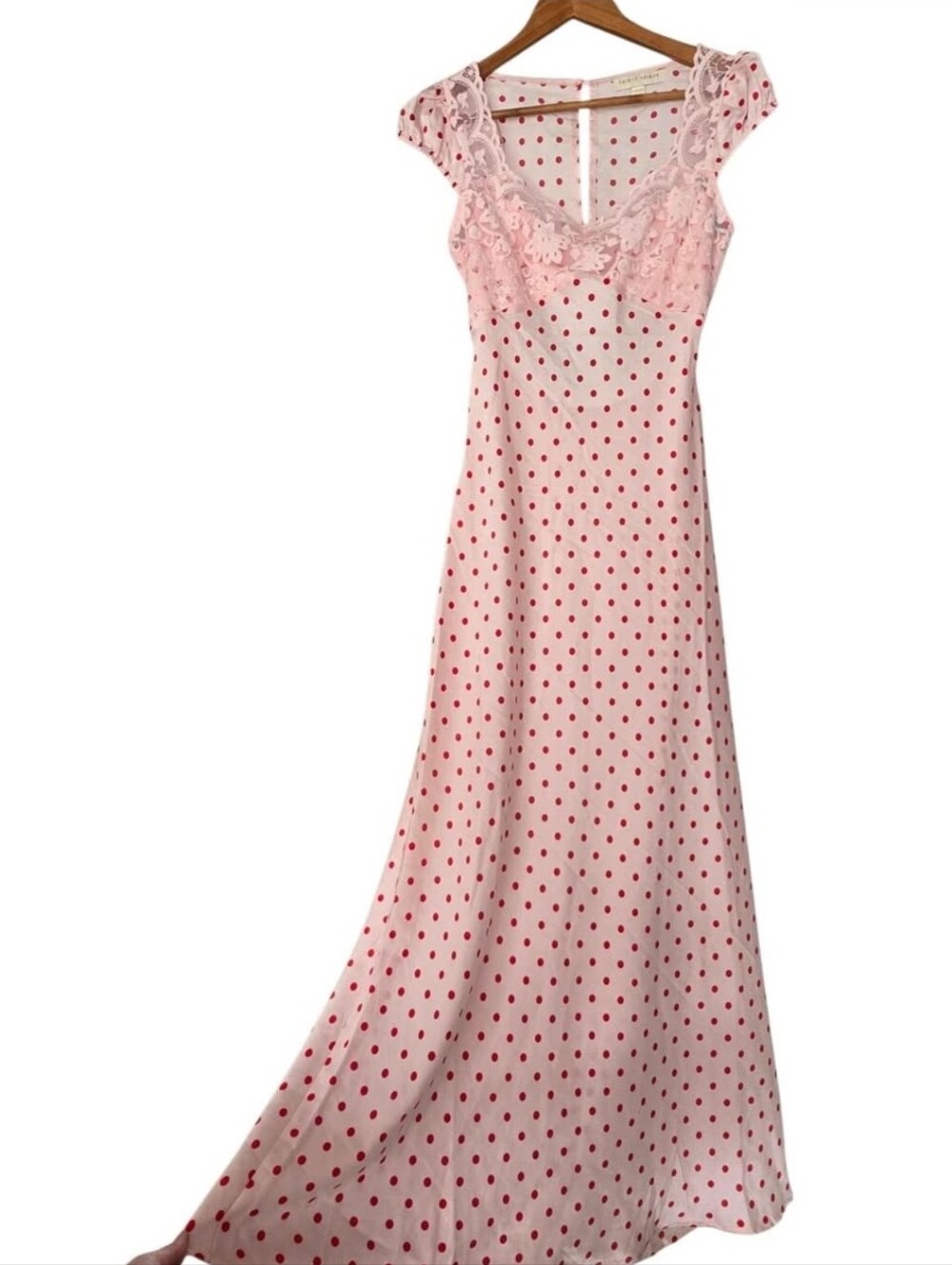 Thirty Thirty Pink Satin Red Polka Dot Midi Dress - Picture 4 of 10